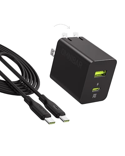 Image of 35W USB Charger Block, 2-Port USB-C Wall Charger with 4FT Cable | Charge 2 Devices Simultaneously • Travel-Ready • Pocket-Size Design • Compatible with iPhone, Galaxy, Pixel, iPad & AirPods