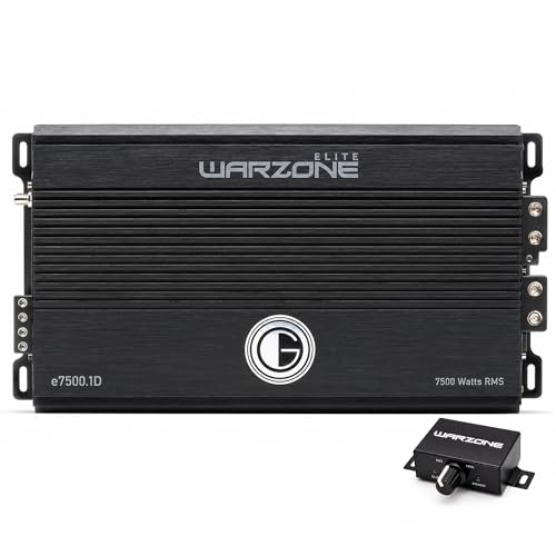 Gravity Audio E7500.1D Warzone 7500W True RMS Car Amplifier Class D Amp 1/2/4 Ohm Stable with Remote Sub Control