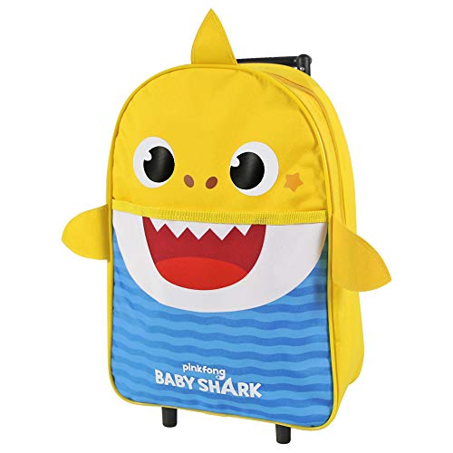 Baby Shark Mochila Infantil en Forma de Tibur� con Ruedas: Equipaje de Mano Amarillo