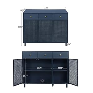 Levnarysideboardbuffetcabinetstoragecabinetwith3drawersand3doorsaccentconsoletablewithadjustableshelvesforkitchenlivingroomgrayblue Urban Country Home Decor Levnary sideboard buffet cabinet storage cabinet with 3 drawers and 3 doors accent console table with adjustable shelves for kitchen living room gray blue urban country home decor