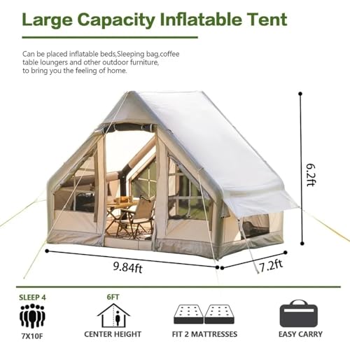 Carpa inflable para camping, 4-6 personas, beige miniatura 6