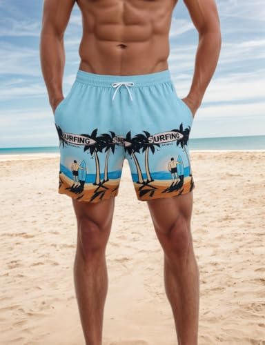 Swim Trunks for Men Quick Dry Beach Board Shorts Bathing Suit Summer Swimsuits with Pockets