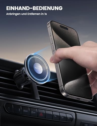 Lamicall Handyhalterung Auto für MagSafe Autohalterung - [2026 HD-Glas-Platte] Stark Magnetische Handyhalter Auto Lüftung, KFZ Handy Halterung Magnet für iPhone 17 16 15 14 13 Pro Max, Alle Smartphone 4