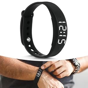 ACWOO Trilalarm herinnering klok, persoonlijke alarmen of pil herinneringen per dag, trilwekker armband, tot 15 persoonlijke alarmen, zwart
