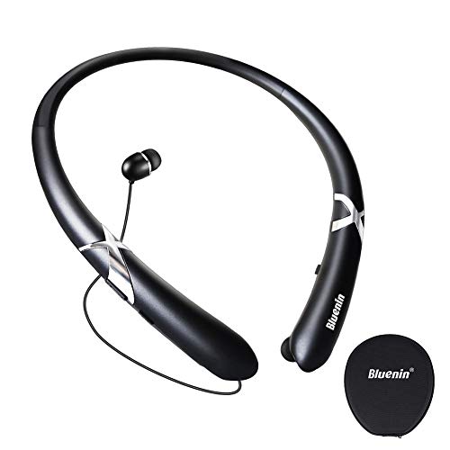 Bluetooth Headphones, Bluenin Bluetooth 5.0 Neckband Wireless Headphones Noise Cancelling Headset with Carrying