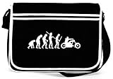  Shirtstreet24, EVOLUTION CHOPPER, Biker Motorrad Retro Messenger Bag Kuriertasche Umhängetasche, Größe: onesize,Schwarz