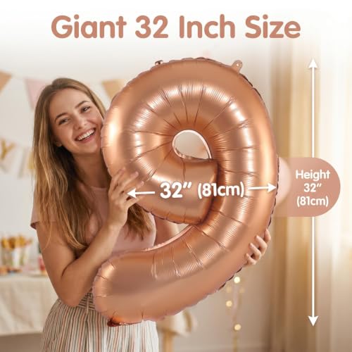 Image of YPSelected 32 Inch Large Foil Helium Number Balloon Birthday Wedding Party 0-9 (Orange, 9)