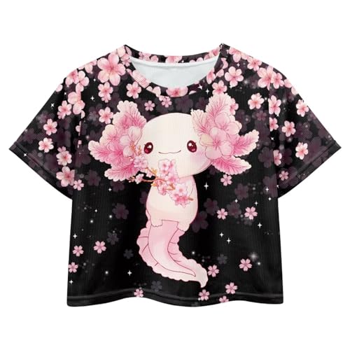 Image of Girls Fashion Crewneck Tee Shirts Casual Short Sleeve Crop Top Summer Outfits 5-14 Years Old