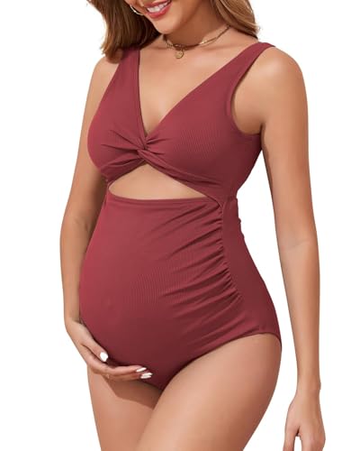 Century Star Maternity Swimsuit One Piece for Women Pregnancy Bathing Suit High Waist Maternity...