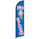 Infinity Republic - Ice Cream Windless Full Sleeve Banner Swooper Flag - Perfect for Restaurants, Diners, Ice Cream Parlors, Markets etc!