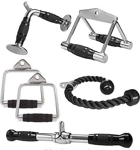 Dinetic Pack-Triceps Rope,Straight LAT Bar, V Shaped,Rowing Handle,D-Handles Triceps Bar ()-image-39