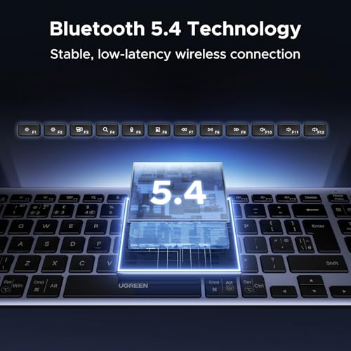 UGREEN Wireless Keyboard, Bluetooth Keyboard with UK Layout, Mini and Rechargeable Ergonomic Keyboard, BT5.4 &2.4GHz Dual Modes, Connect 3 Devices, for ipad/PC/Tablet, Windows/macOS/Android/Linux,etc. - Image 6