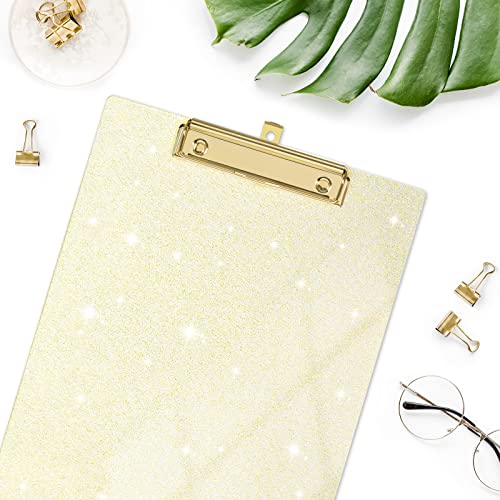 Rimilak Acrylic Clipboards, Glitter Clipboard With Low Profile Gold Clip, Designed For Classroom School And Office Use, A4 Letter Size 9" X 12.5" Sparkly Clipboards For Students Women, Transparent #TOP5