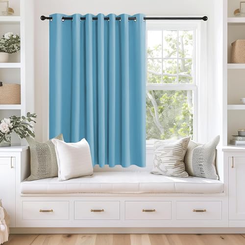 NICETOWN Blackout Curtains 63 inches Long for Living Room Bedroom, Grommet Thermal Insulated Room Divider Drape Window Treatment for Sliding Patio Door, W100 x L63, 1 Panel, Teal Blue