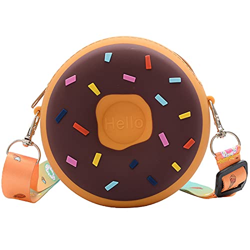 RYHMHA Bolso de mano con forma de dona, bolso de silicona diseñado para pequeños artículos de moda, chocolate, Holds four lipsticks and a set of keys