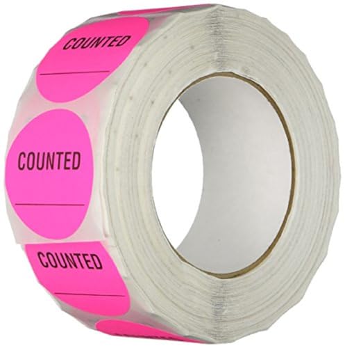 Image of TapeCase INVLBL-024 Counted Inventory Label, Circular Adhesive Label, Pink, 2 in, 1000 Labels Per Roll, 1 Roll