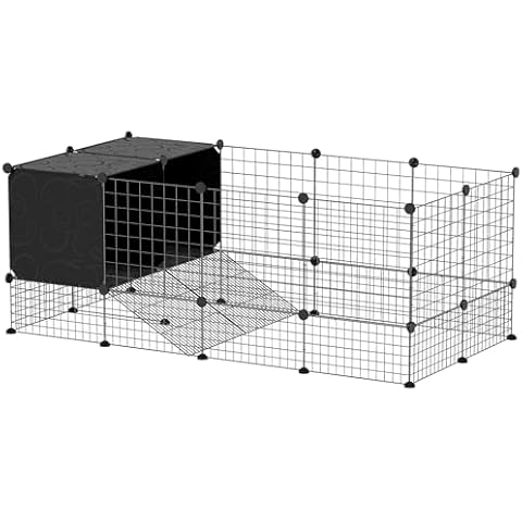 PawHut Modular Rabbit Playpen with Huts Cover
