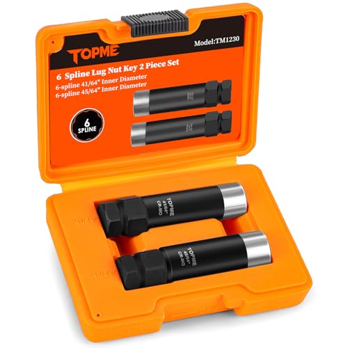 2 Piece 6 Spline Lug Nut Socket Set,6 Point Lug Nut Key 41/64
