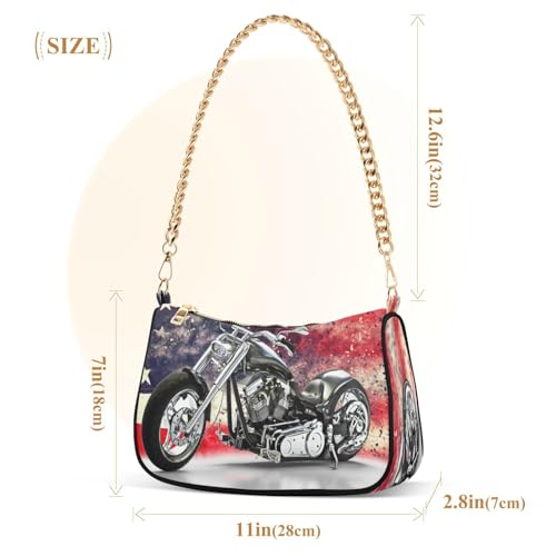 Image of Shoulder Bags for Women American US Flag Independence Day Patriotic Hobo Tote Handbag Small Clutch Purse with Zipper Closure