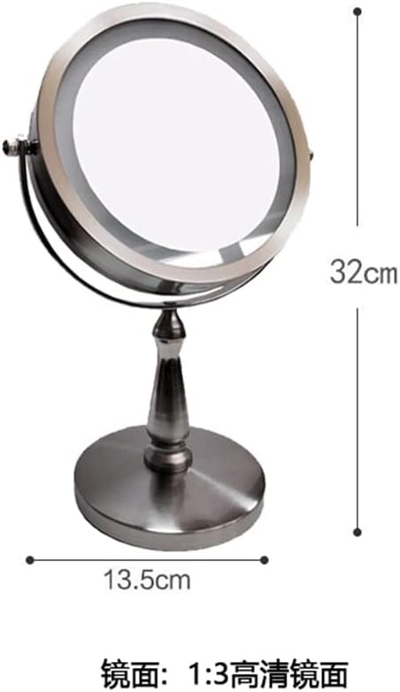 European Retro LED lamp Princess Desktop Circular Double-Sided high-Definition Glass Cosmetic Mirrors