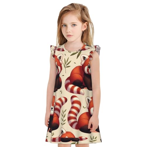 Augenstern Flutter Sleeve Nightgown Cute-Raccoon-Cat-Red-Panda Soft Sleepwear Nightdress3