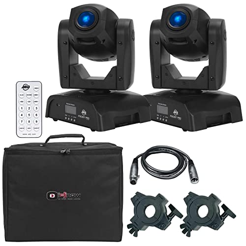 (2) American Dj Pocket Pro High Output Mini Moving Heads With Uc-Ir Universal Remote Control Package #TOP24