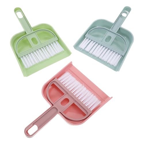 ELAYARD 3セット ミニほうきちりとり 小型卓上掃除用ブラシ 耐久素材使用 ペット用猫砂掃除ブラシ付き コンパクトで使いやすい 家 デスク周