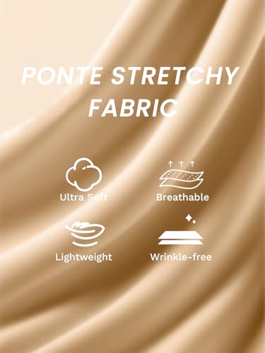 Womens Dress Wide Leg Pants Pull On Stretchy Work Pants High Waisted Business Causal Palazzos Trousers with Pockets4