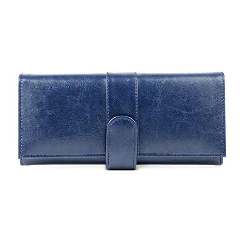 Image of Nevis Blue Crunch Leather Women's Clutch (NVS-CRUNCH-LEATHER-W-WALLET-064)