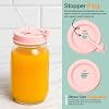 Lelife Silicone Mason Jar Lids, Regular and Wide Mouth Compatible, with Straw Hole and Stopper (light color 4pcs)