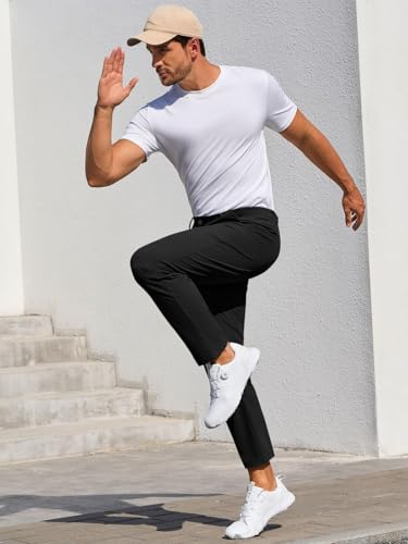 ZAFUL Mens Stretch Golf Pants Casual Slim Fit Dress Pants Elastic Waist Tapered Work Cropped Trousers3