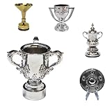 SUNIFA Mini Soccer Champions Trophy Model - 5 Pcs Set Full Metal Solid Material Football League Trophies Models Collectibles Souvenir Desktop Decor Creative Gifts for Fans,B