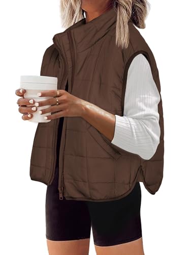 Zeagoo Womens Puffer Vest Ladies Sleeveless Zip Up Outerwear Warm Puffer Lightweight Down all Winter Jackets Coats 2025