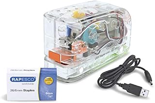 Rapesco 1450 626EL USB Automatic / Battery Stapler, 15 Sheet Capacity, Transparent