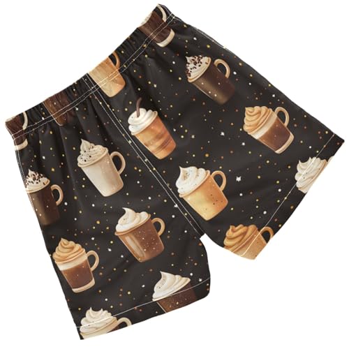 Pigsaly Boys Swim Trunks Brown Coffee Cup Hot Drink Boys Board Shorts Swimsuit Swimwear Summer Bathing Suit 3T2