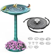 AISITIN 28 Inch Bird Bath with 3.5W Solar Fountain for Outside, Polyresin Pedestal Bird Baths for...
