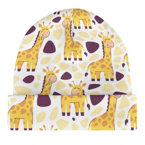 Cute Giraffe Pattern Kids Beanie Hat for for Girls Boys Children Cap Winter Knitted Chemo Cancer Headwear Accessories Gifts Decoration Black4