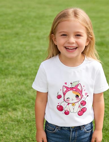 Image of Toddler Girls Clothes T-Shirt Short Sleeve Graphic Tee Cartoon Dinosaur 2-6T Girl Shirt Summer