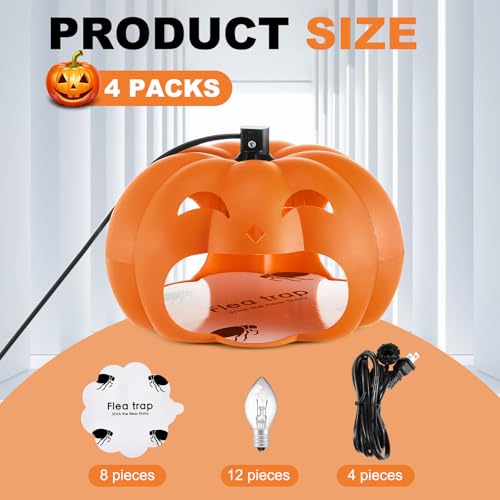Qualirey MNA-QUALIREY-779 4 Pieces Flea Traps With 8 Sticky Disc 12 Bulbs 4 Electric Wires Pumpkin Flea Traps thumb #1
