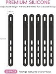 25 Pcs Silicone Cable Ties, Cable Ties Reusable, High Elasticity Cord Wraps for Electrical Cords, Cord Organizer for Earphone, Phone Charger(Black)
