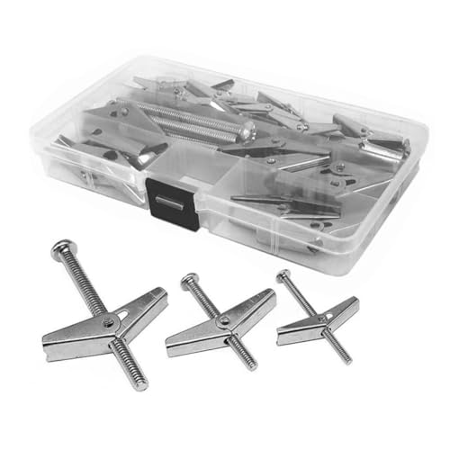 Mikikit Ggle Bolts for Drywall 26pcs Steel Toggle Anchor Set Wing Nuts Easy Installation Wall Fasteners Heavy Duty