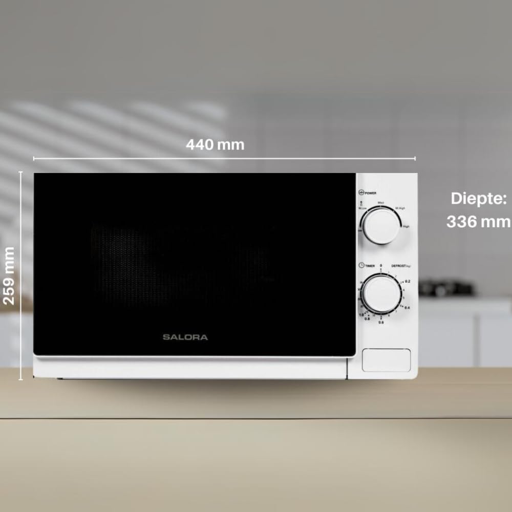 SALORA 20MSM700 Forno Microonde Offerta 20 Litri, 700W - Bianco | Cottura, Riscaldamento e Scongelamento Rapido | Micronde Timer 35 Min, Funzione Peso/Tempo | Per Uso Quotidiano in Casa/Camper