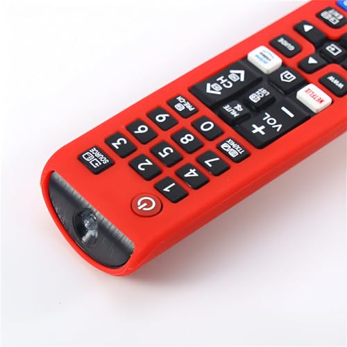 Image of RAYA Silicone Remote Cover Compatible with Samsung Smart TV Remote BN59-01315 / Foxsky TV /X Electron TV Remote Protective Case with Lanyard (Red)