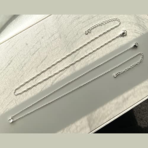 Zeffy Silver Necklace For Women Dainty Silver Layered Necklaces Silver Plated Diamond Necklaces Simple Cz Solitaire Pendant Necklace Cute Silver Chain Choker Necklaces For Women Trendy Girls Silver Jewelry #TOP5