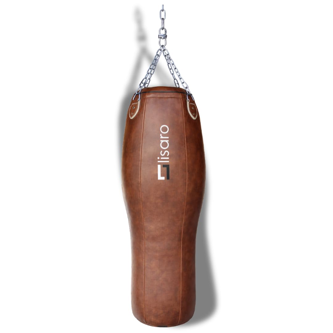 Lisaro Profi Uppercut Boxsack 140 cm – Punching Bag hängend 35 kg – Retro Uppercut Punching Bag für Boxen, Muay Thai, Kickboxen, MMA & BJJ – Premium Boxsack mit Kette für Gym & Home Gym