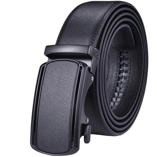 Men's Adjustable Leather Belt With Metal Ratchet, Double-Sided Heavy-Duty Belt Zd02 Black 100cm