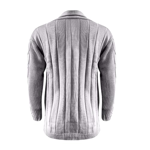 ADHOWBEW Mens Cardigan Fall with Pockets Shawl Collar Knitted Sweater Big and Tall Warm Button Down Casual Winter Coat4