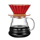 AIPING Espresso-Kaffeefilter mit Tasse, Keramik-Kaffeemaschine mit Ständer V60 Trichtertropfer, Kaffeezubehör (Farbe: Rot)