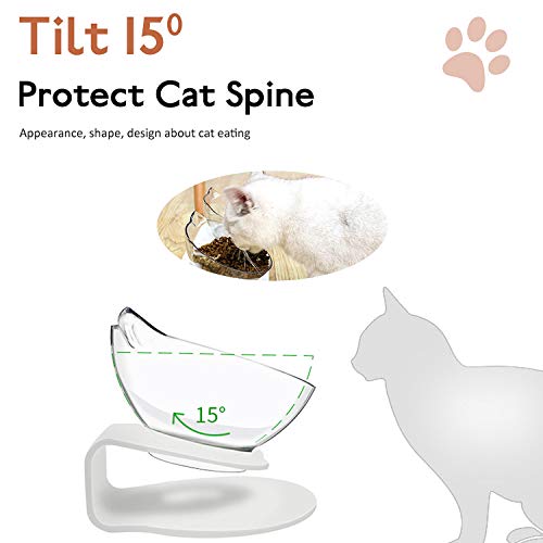 WELLXUNK Katzen Fressnäpfe, Doppelter Futternapf 15°Neigbar, Transparent Katzenfutter Und Futternapf für Katzen mit Erhöhtem Ständer, für Katzen Und Kleine Hunde (Transparent) - Image 4