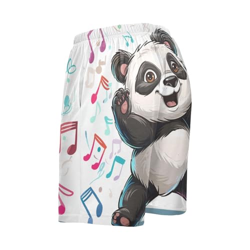 ALAZA Cute Panda Musical Notes Men's Pajama Shorts with Pockets3
